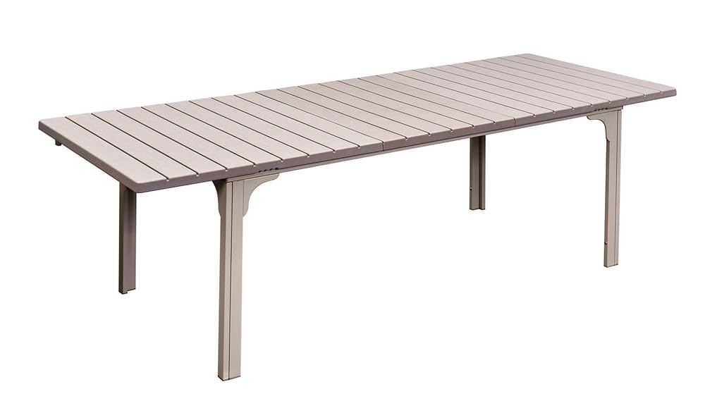 VERDELOOK | Tavolo Allungabile Tenerife Beige 180/240x90 H76 cm, Rettangolare da Giardino con Piano in HDPE Effetto Legno e Struttura in Metallo Verniciato, Apertura con Ali Laterali