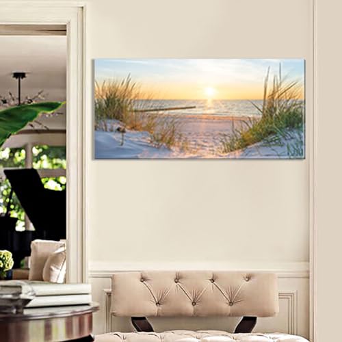 Beach Wall Art Canvas Prints Seascape Picture Sunset Painting Modern Coastal Wall Artwork Framed Bathroom Home Office Decor(B, 24x48inch) - Image 8