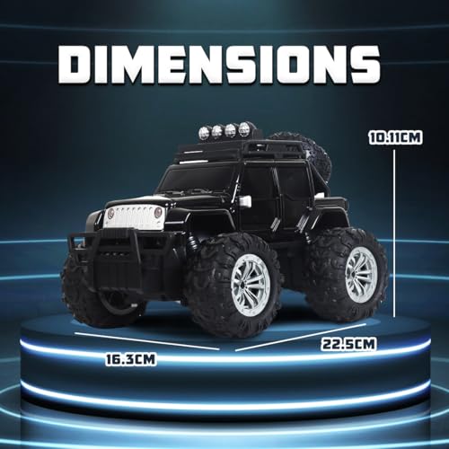 Image of Wembley Offroad Rechargeable Remote Control Car Toy for Boys | Monster Truck RC Car with 4 Headlight Modes | Lithium Battery | C-Type Charging | Remote Car for Kids Adult | Made in India - Black
