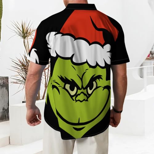 OCSTRADE Camisetas masculinas de manga curta Papai Noel abotoadas havaiana floral férias praia camis