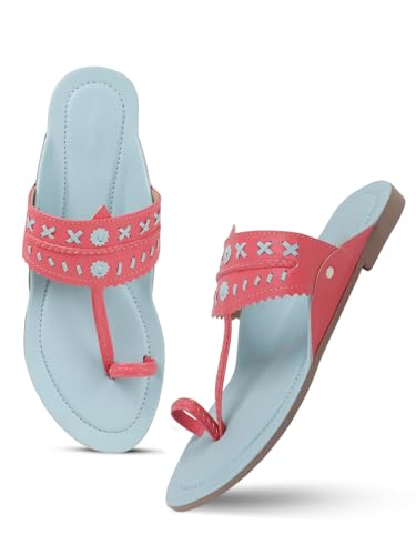 Image of SilverArrow womens Folk Bella Fashion Sandals|Kholapuri Style Flat With Open Back |Casual Wear