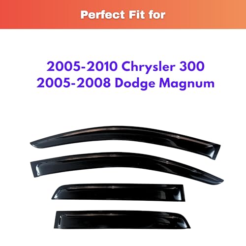 Image of KPY Rain Guards Fit for 2005-2010 Chrysler 300, Out-Channel Window Visors Vent Wind Deflectors 4PC, Car Accessories for 05-08 Dodge Magnum