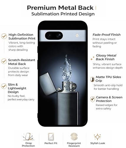 Image of Water Lighter Design Premium 2D Printed Metal Back Case Cover for Google Pixel 7A 5G