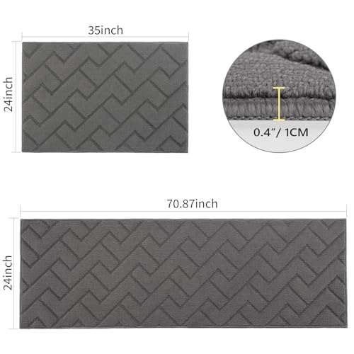 Image of hicorfe Kitchen Runner Rug,24 inchx71 inch+24 inchx35 inch Kitchen Set,Non-Slip Kitchen Mat