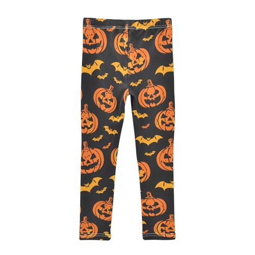Orange Pumpkin Bats Girls Leggings Soft Stretch Workout Yoga Dance Pants for Kids Casual Tights2