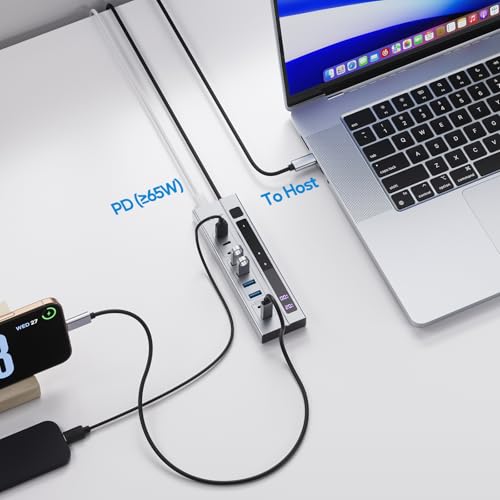 Image of 9-in-1 USB 3.2 Data Hub, Power Adapter NOT Included, Powered USB C Hub with 3 x USB-C 10Gbps, 4 x USB-A 5Gbps and 2 x 24 /45W USB-C PD Charging Ports USB Hub