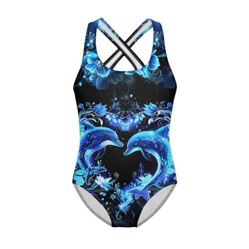 Image of Girls One Piece Cat Swimsuits Quick Dry Cartoon Beach Bathing Suit Crossback Swimwear for Kids 5-14 Years
