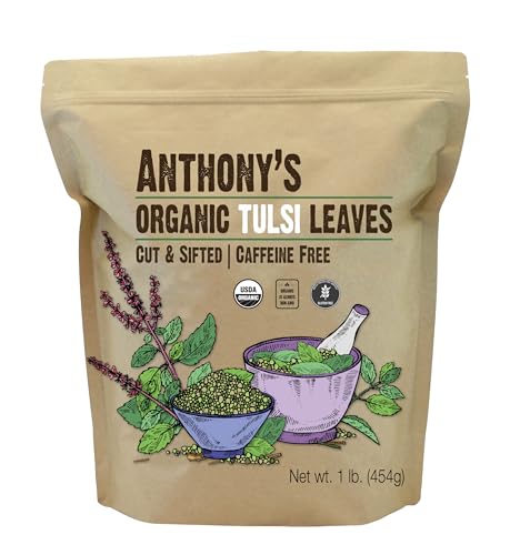 Anthony's Organic Tulsi Leaves, 1 lb, Gluten Free, Non GMO, Caffeine Free, Loose Leaf