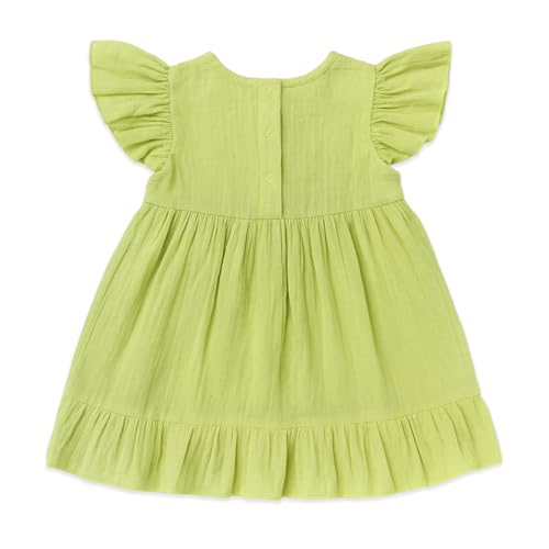 Image of Kidbea Baby Girl Cotton Summer Casual Short Ruffled Sleeve & Hem Soft Breathable Fabric Frocks Sundress Princess Dress for Kids