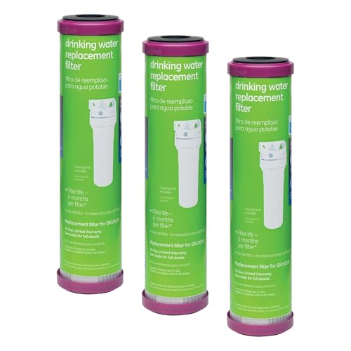 Image of GE Basic Single Stage Drinking Water System Replacement Filter, Fits GX1S01R Under Sink Filtration System, Replace Every 6 Months, FXUTC | (Pack of 3)