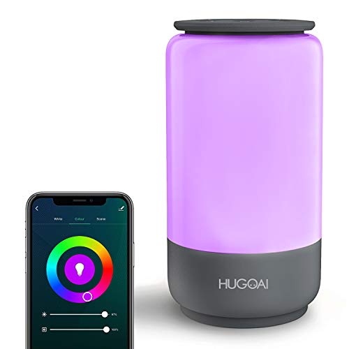 Smart Table Lamp, HUGOAI Dimmable Bedside Lamps for Bedrooms, Works with Alexa