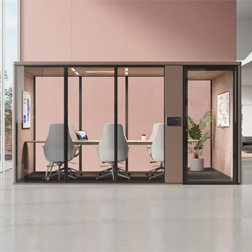 Soundproof Office Pod Booth for 5-7 People, Quiet Meeting Pod with Acoustic Panels, Mobile Focus Room