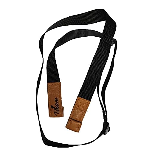 Ukam Correa guitarra doble gancho mod.AM0703 ajustable Largo 100 a 152 x Ancho 3 Cm.Ideal para Guitarras Clasicas,Acusticas y Españolas que carezcan de enganches metalicos.MADE IN SPAIN(Negro-Marrón)