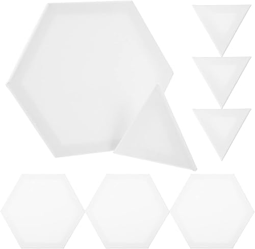 VICASKY 8 paneles de pintura de lienzo estirados, tableros de pintura hexagonales en blanco con forma de triángulo, tableros de lienzo estirados