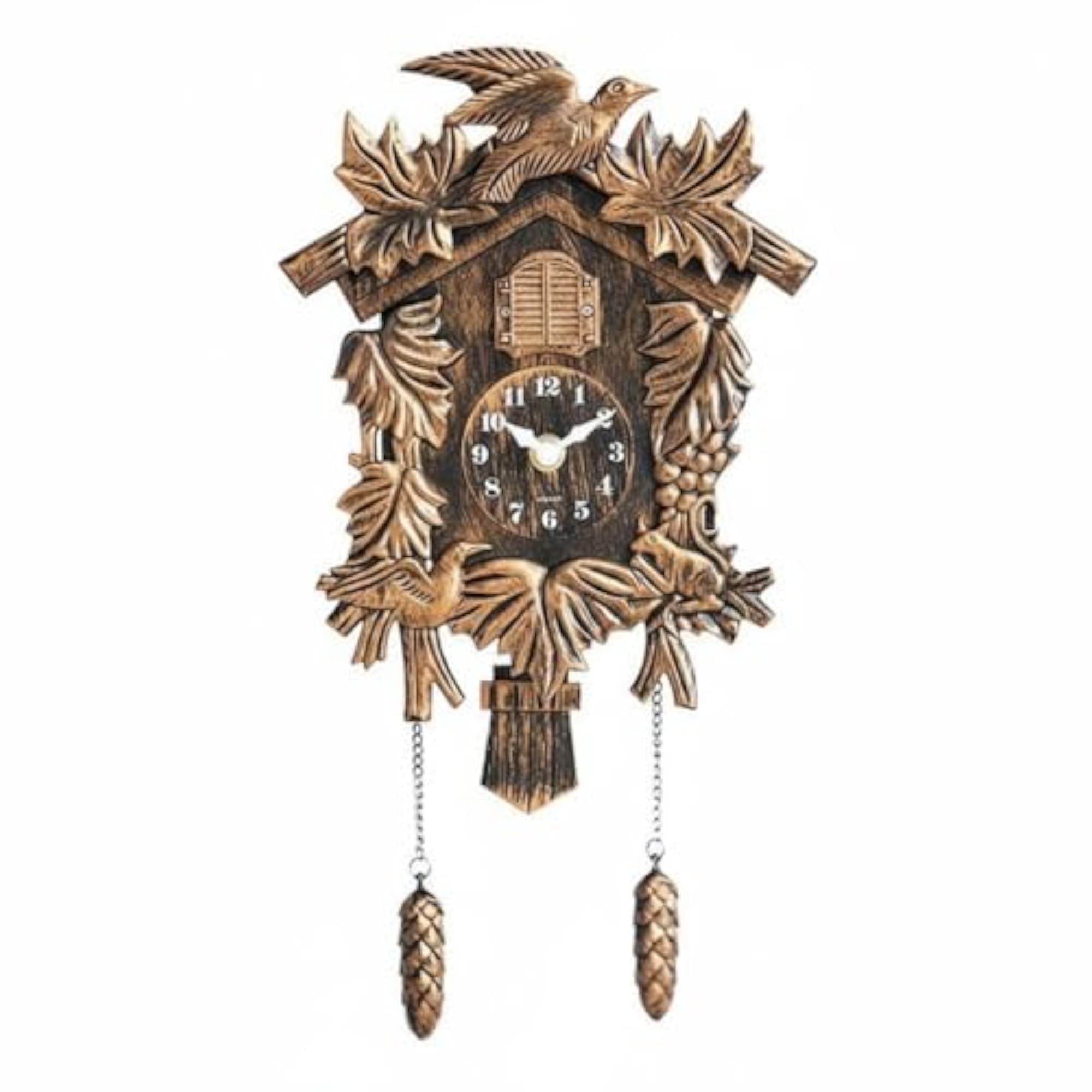 Distressed Finish Cuckoo Clock, Pinecone Pendulum