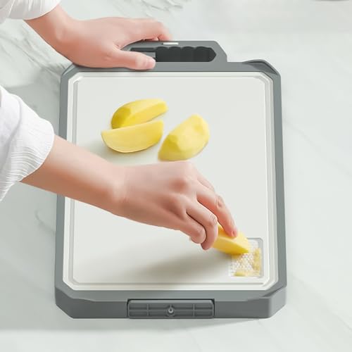 Panneau à découper à viande 15,75 pouces double face en acier et tapis antidérapant