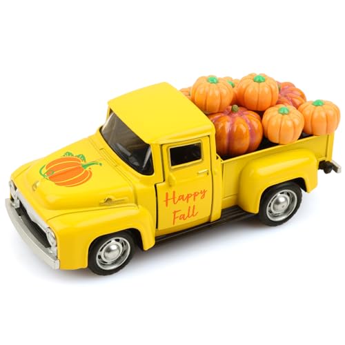 Fall Pumpkin Truck Decor Vintage Metal Truck with Pumpkins Ornament