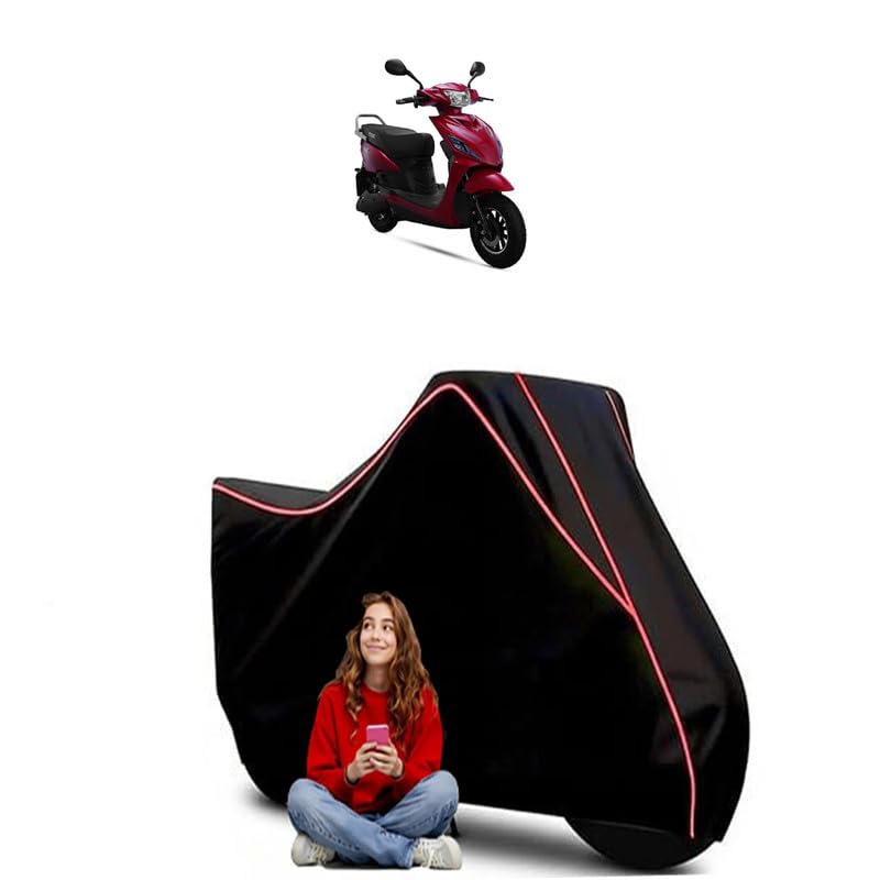 Image of ETrance Neo Scooty Bike Cover Water Resistant Outdoor Use Universal Fit Scooters Motorcycles Heavy Duty UV Protection Dust Rain Scratch Resistant Elastic Bottom Black Blue Piping