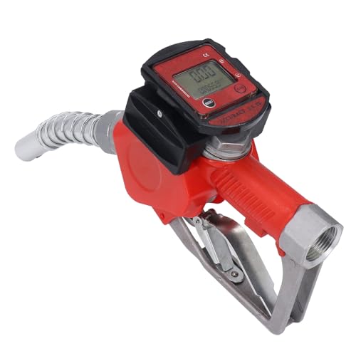Klanata 1 Zoll BSP Automatische Kraftstoffdüse mit Digitalem Messgerät Aluminiumlegierung Automatische Abschaltung Zapfpistole für Benzin Kerosin 10-60L/min 3-Positionen-Verriegelung Tanken
