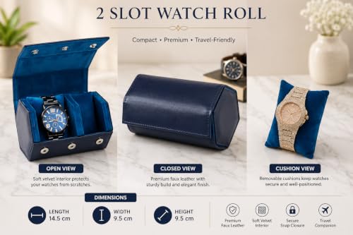 Image of essart 2 Slot watch roll case Blue