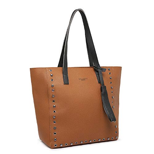 Kit Bolsa Sacola Grande Feminina + carteira com porta cartões Willibags (Caramelo)