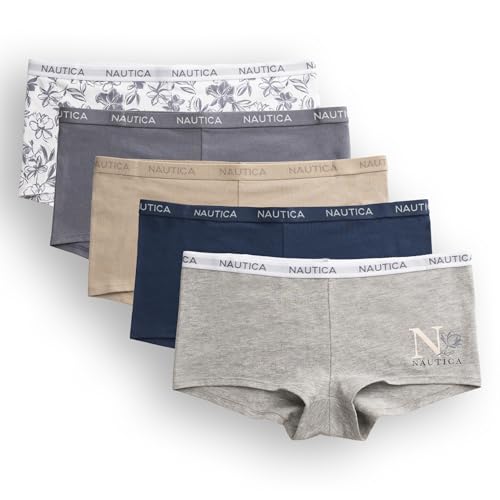 Image of Nautica Women's Cotton Boyshort Underwear Set, 5-Pack