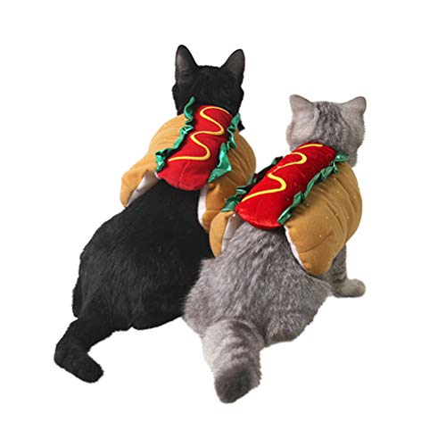 Fantasia de cachorro quente com capuz para cães e gatos, fantasia de cosplay para cães e gatos da PO