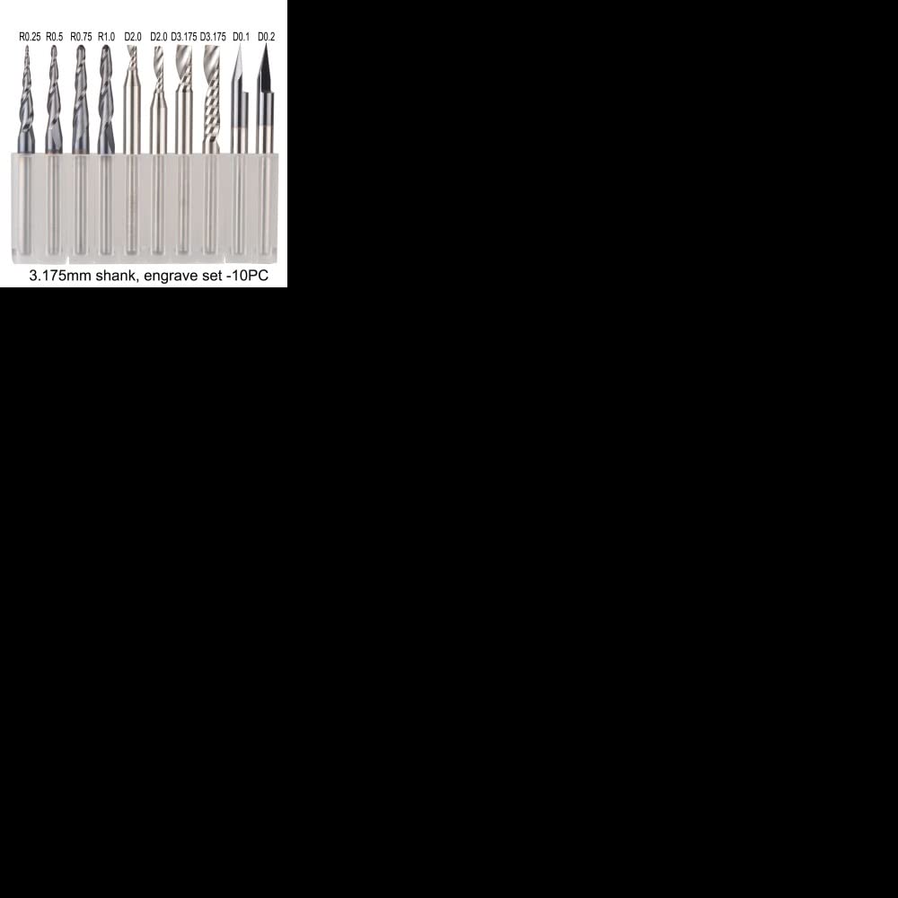 STORKY CNC-Vollhartmetall-Gravur-Bits Fräser Holzbearbeitungsset 3,175 mm 6,35 mm 6 mm Schaftfräser for Schnitzen von Holzwerkzeugen (Color : 3.175mm set-10pcs)