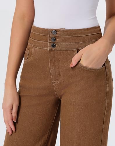 Image of roswear Women's Wide Leg Jeans Casual High Waisted Stretch Baggy Loose Denim Pants