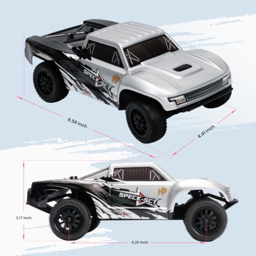 Image of HOBBYPLUS Speck SCT 1 /24 2WD RC Short Course Truck RTR, Brushed Motor, Oil-Filled Shocks, 2.4GHz Radio, Ready-to-Run Off Road RC Truck (Brushed Silver)