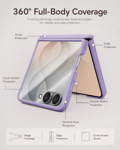 Image of STORMTAL for Samsung Galaxy Z Flip 8 Case, Hinge Protection, Built-in Screen Protector, Wireless Charging, Shockproof, Slim Rugged Phone Protective Case for Galaxy Z Flip 8 Purple