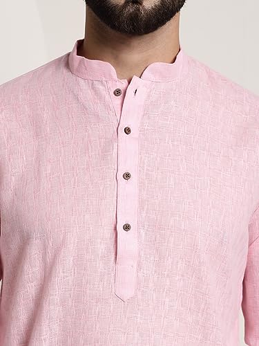 Image of SOJANYA (Since 1958 Men's Cotton Blend Checked Kurta and Churidar Pyjama Set