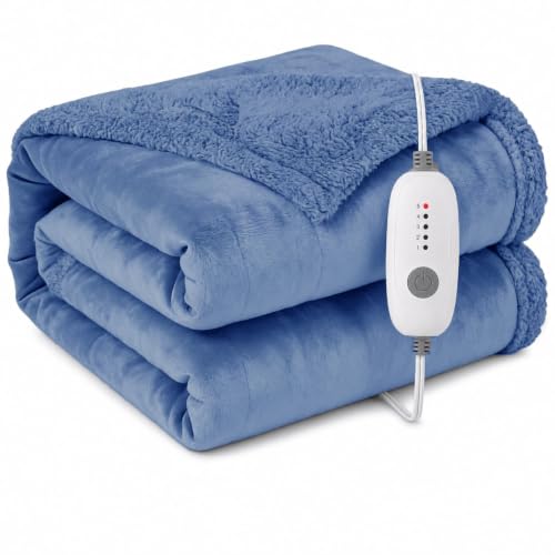 Manta Eléctrica Calefaccionada TICOO Modelo CHUBBY-TH Color Denim Blue Tamaño Throw 50"x60" miniatura 1