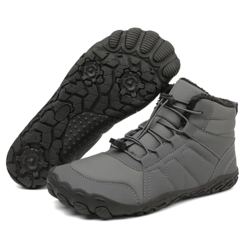 Image of Hike Footwear Barefoot Shoes Mens Womens, Winter Wide Toe Barefoot Hiking Shoes Boots, Non-Slip Waterproof Outdoor Running Boots Sneakers for Women Men, Grey-c