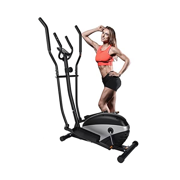 Dpforest Elliptical Exercise Machine for Home Use - Magnetic Elliptical Cross Trainer with LCD Monitor and Pulse Sensors,8 Resistance Levels for Indoor Gym Workout