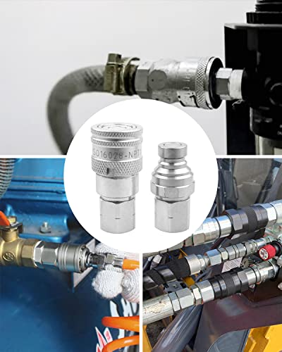 Image of 1 /4 inch NPT Flat Face Hydraulic Quick Connect Coupling /Coupler Set with Dust Cap Fits for LX-FF Series, ISO16028 Standard