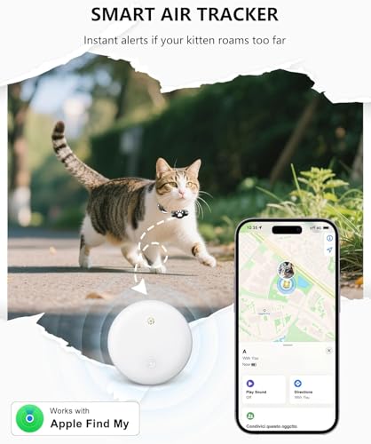 GPS Tracker Katze, Mini Tracker Ohne ABO für Katze (nur Android), Tracking Standort von Haustieren, Reflektierendes Katze Tracker Halsbänder, Arbeite mit Google Find My Device,White