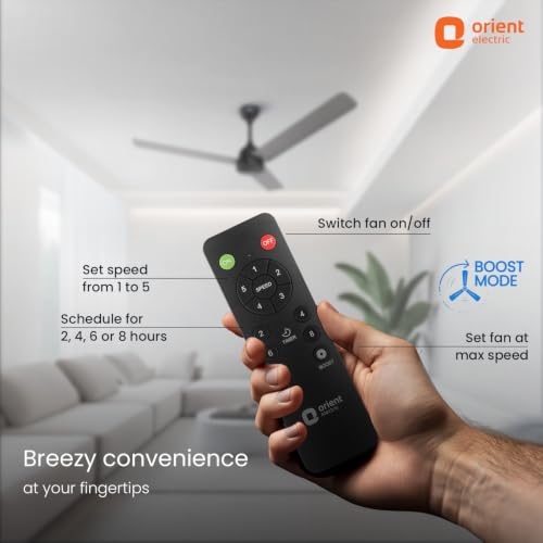 Image of Orient Electric 1200 mm Uno BLDC | BLDC energy saving ceiling fan with Remote |BEE 5-star rated | Saves up to 50% on electricity bills | 3-year warranty by Orient | Black & Grey