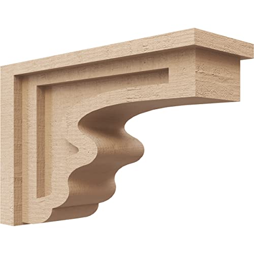 4"W x 12"D x 8"H Classic Highland Rough Cedar Woodgrain TimberThane Corbel, Primed Tan