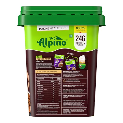 Image of ALPINO 24% High Protein Super Oats Classic Coffee 2.5kg - Rolled Oats, Natural Peanut Butter, Coffee Extract, Jaggery Powder - 24g Protein, Source of Dietary Fibre & Healthy Fats, No Refined Sugar & Salt
