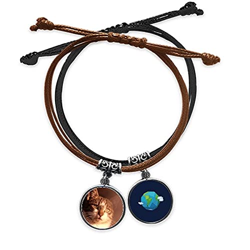 Pulsera de gato en cuero tierra premium con acabado artesanal de cuerda