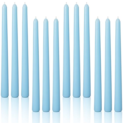 Viyffo Taper Candles 10 Inch – 12 Pack Sky Blue, Dripless, Unscented, Smokeless – 8 Hour Burn – Tall Candlesticks for Wedding, Dinner, Holiday, Party, Home Decor