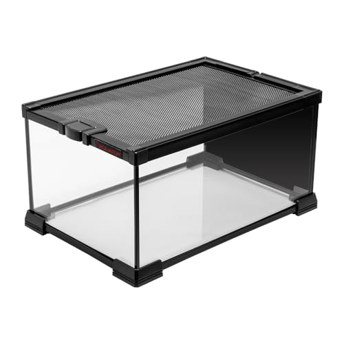 Aquatop 2.5 Gal Stackable Small Pet Terrarium - Durable Clear Glass Tank with Removable Ventilated Mesh Top for Reptiles, Arachnids, and Amphibians, RT-2.5