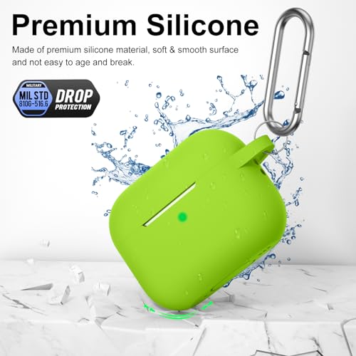 Image of for AirPods Pro 2nd 1st Generation Case Cover with Keychain, Protective Soft Silicone Skin Accessories for Apple AirPods Pro Charging Case 2022 /2019, Front LED Visible, Light Green