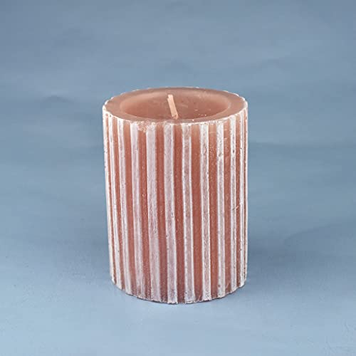 Image of G Decor Set of 2 Scented Grooved Light Pink Blossom Pillar Candles (Small Pillar)