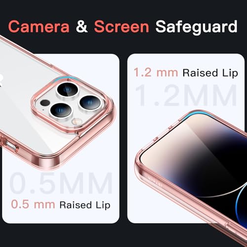 Image of JETech Cover Case for iPhone 14 Pro Max 6.7-Inch, Non-Yellowing Shockproof Phone Bumper Cover, Anti-Scratch Clear Back (Rose Gold)