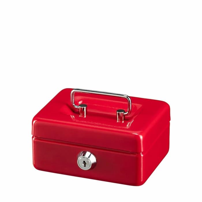 Ostin Portable Metal Storage Box, Cash Box with Key Lock,Pocket Money Box, Double Layer 2 Keys for Security, Festivals, Fundraisers, Garage/Yard Sales (Red)-image-34