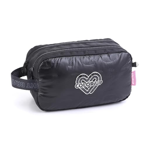 Estojo Escolar Duplo Color Up Menina Feminino Grande (Preto)