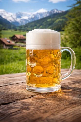 Image of PrimeWorld Glass Beer Stein Mugs Set of 2, 500ml Each, German Beer Glasses, BPA Free, Dishwasher Safe