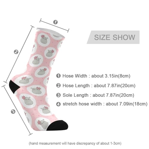 Image of Wusikd Cute Hippo Socks for Women and Men Pink Long Socks for Athletic Running 1, Medium